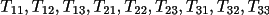 \(T_{11}, T_{12}, T_{13}, T_{21}, T_{22}, T_{23}, T_{31}, T_{32}, T_{33}\)