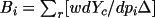 \(B_{i}= \sum_{r}[ w dY_{c}/dp_{i}\Delta  ]\)