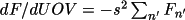 \(
                 dF/dUOV = -s^{2}\sum _{n'}F_{n'}\)