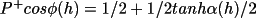 \(
                       P^{+}{cos \phi (h)} = 1/2 +  1/2 tanh \alpha  (h)/2
                  \)