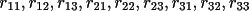 \(r_{11}, r_{12}, r_{13}, r_{21}, r_{22}, r_{23}, r_{31}, r_{32}, r_{33}\)